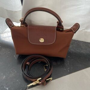 Longchamp Mini Tote Crossbody Bag Brown